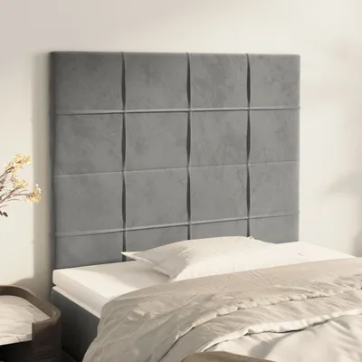Produktbild von The Living Store Kopfteile 2 Stk. Hellgrau 100x5x78/88 cm Samt