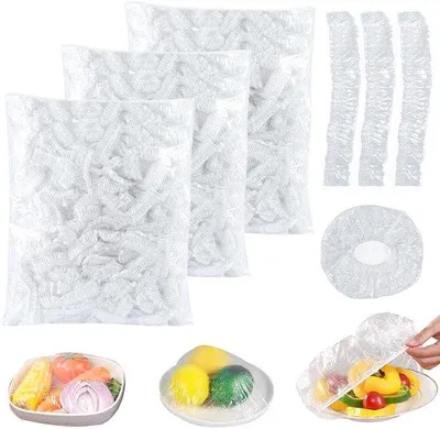 Produktbild von Elastische Foliebeutel, 300 Stück, für Obst und Gemüse, wiederverwendbar, mit Gummiband