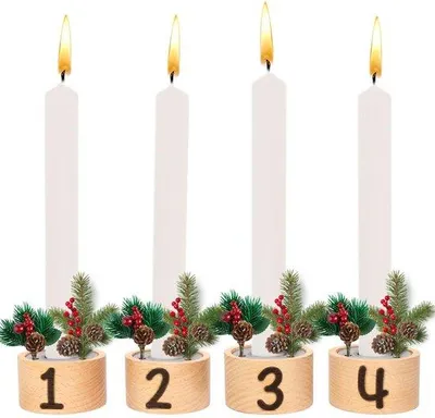 Produktbild von Holztischdekoration mit 4 Kerzenhaltern für Adventszeit
