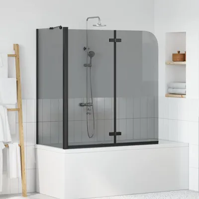 Produktbild von "Schlussverkauf" Glas-Dusche-Wand - MODERNE Bad-Duschschirm Schwarz 120x68x130 cm  C16538
