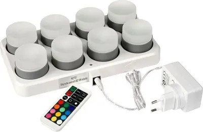 Produktbild von DUNI LED Mini Lamp, wiederaufladbar, 8er Set 48 x Ø 50 mm 13 Std. Weiß