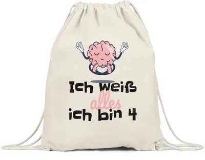 Produktbild von Ich Weiß Alles Ich Bin 4 Turnbeutel Gymsack Geschenkidee 4. Geburtstag Humorvoll Sarkastisch