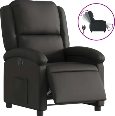 Produktbild von vidaXL Relaxsessel Elektrisch Schwarz Echtleder