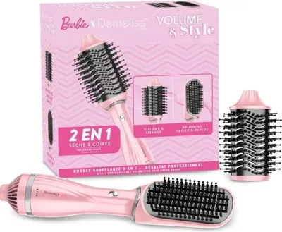 Image de Brosse Soufflante Demeliss Volume & Style Barbie Edition, 1200W, 3 Températures, Rose