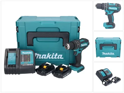 Produktbild von Makita DHP 482 SYJ Akku Schlagbohrschrauber 18 V 62 Nm + 2x Akku 1,5 Ah + Ladegerät + Makpac