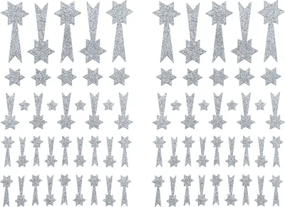 Produktbild von Oblique Unique 74 Sternschnuppen Sticker Glitzer Schnuppen Stern Aufkleber für Weihnachten zum Dekorieren Spielen Basteln Scrapbooking - silber
