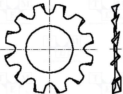 Produktbild von 100x Unterlegscheibe M5 D=10mm außengezahnt 1279300 Unterlegscheiben h=0,6mm