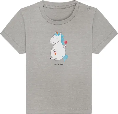 Produktbild von Mr. & Mrs. Panda Organic Baby Shirt Einhorn Baby 24. - 36. Monat - Heather Grey - Geschenk, Kinder Oberteil, Babyshirt, Einhörner, T-Shirt, Eltern, Kurzarmshirt, Unicorn