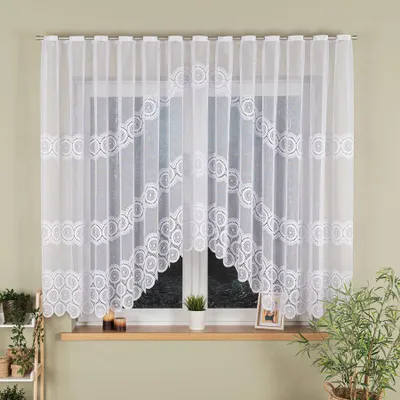 Produktbild von MALWINA - Fertiggardine aus Jacquard mit Schnitt unten - 410x160 cm - weiß