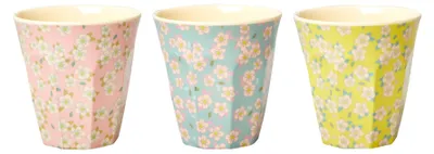 Produktbild von Melamin-Servierset mit Blumenmuster – Set bestehend aus 3 Teilen