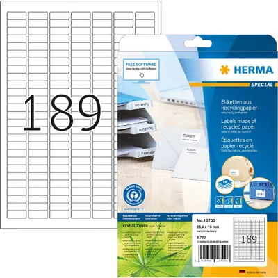 Produktbild von HERMA 10700 - Gestanztes Etikett - 2,54 cm - 1 cm - 189 Stück(e)