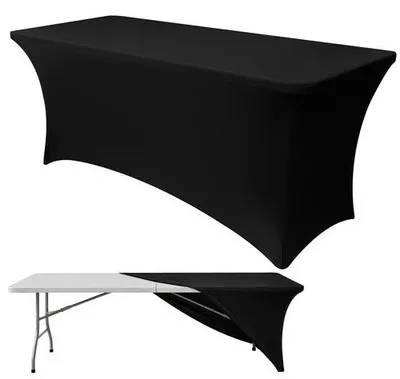 Obrázek produktu pro Černý elastický ubrus na banketový stůl, 180 × 75 cm