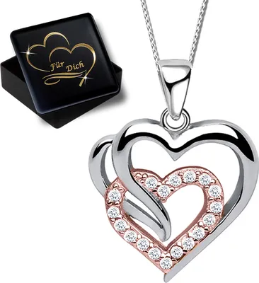Produktbild von Damen Mädchen Herzl Halskette mit Anhänger echt 925 Sterling Silber Rosegold K820+V11+40cm
