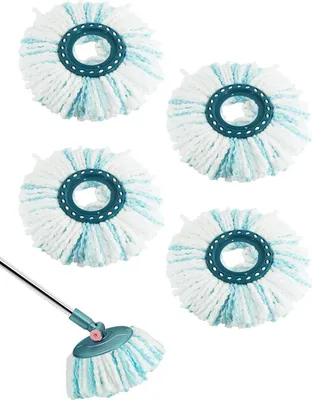 Produktbild von 4er-Pack für Leifheit Clean Twist Disc-Mopp-Ersatzköpfe, Mikrofaser-Wischbezug-Zubehör, geeignet für Hartböden, gute Wasser- und Staubaufnahme