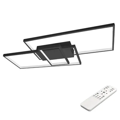 Produktbild von MasterLED Deckenleuchte LED – 83x36 cm – smarte Wohnzimmerlampe Schwarz – 3 Lichtfarben dimmbar – Fernbedienung inklusive – Galaxis Vela