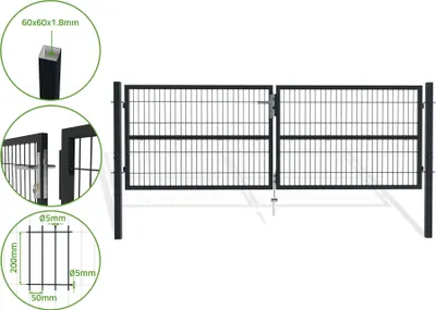 Produktbild von Doppelflügeliges Zauntor 3m RAZO H.100cm grau