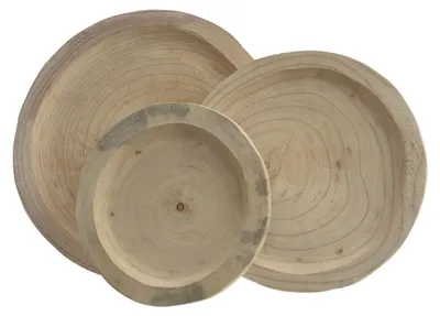 Produktbild von Paulowniaholz Servierplatten 3er-Set, Ø 30/25/20 cm