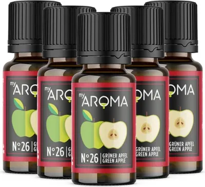 Produktbild von myAROMA flavour drops – Grüner Apfel 5x10ml, zuckerfrei, kalorienfrei & vegan, ohne künstliche Farbstoffe für Backen, Essen und Trinken