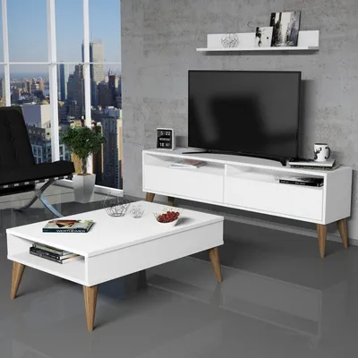Produktbild von Skye Decor, Best - White, Wohnzimmermöbel-Set, Weiß, 100 % MELAMINBESCHICHTETE SPANPLATTEN, 150 x 30 x 50 cm
