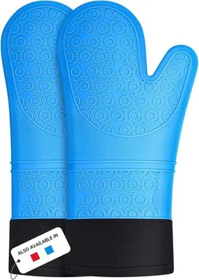 Produktbild von Famanu Ofenhandschuhe hitzebeständig - 230 °C - 2 Stück - Silikon - Blau