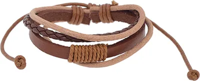 Produktbild von Armband 4-lagig geflochtenes Schmuckzubehör Handgefertigter Armreif aus Kunstleder für Uni-Braun