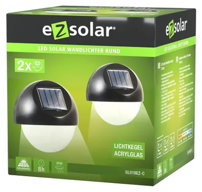 Obrázok produktu pre Solárne svietidlá so senzorom súmraku, okrúhly tvar, sada 2 ks – Ezsolar