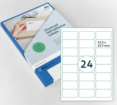Produktbild von rillprint Universal-Etiketten 63,5 x 33,9 mm weiß 2.400 Etiketten