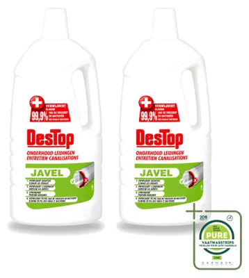 Produktbild von 2 x DesTop Abflussreiniger 4-in-1 mit Chlor und Zitronenduft 1,5 l - Großpackung - 2 Stücke