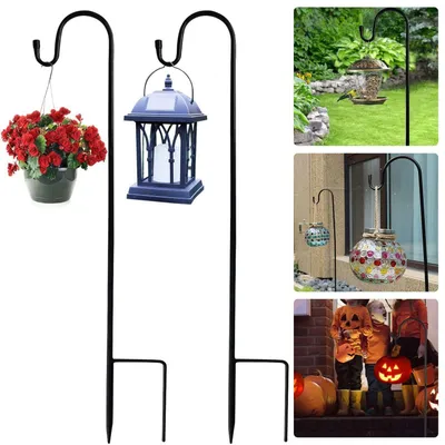 Productafbeelding van 2 stuks tuinschemerlampen, metalen paal, in hoogte verstelbaar, zwart
