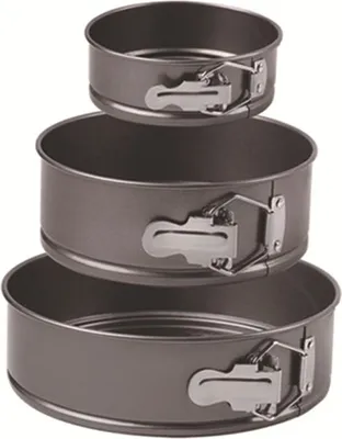 Produktbild von 3er-Set Springform, Springform aus Edelstahl, auslaufsichere und antihaftbeschichtete Käsekuchenform, runde Kuchenform in den Größen 17,8 cm, 20,3 cm und 23,9 cm