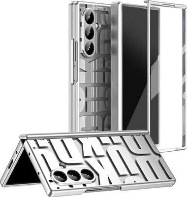 Produktbild von Hülle für Samsung Galaxy Z Fold 7 Hülle mit Displayschutz und Scharnierschutz, Galvanisierter Klar Schutzhülle Silber