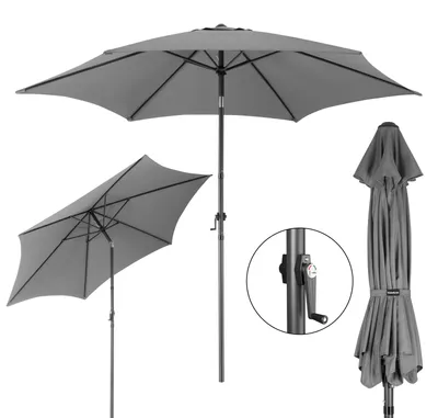 Zdjęcie produktu dla Składany parasol ogrodowy balkonowy regulowany 300 cm grafitowy 50UV Bauerkraft