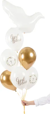 Produktbild von Luftballons God Bless 30cm weiß gold oliv 6er Set