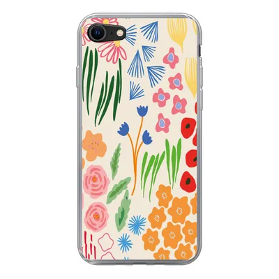 Produktbild von MuchoWow® Handyhülle Schutzhülle Hülle für iPhone SE 2020 Blumen - Muster - Feldblumen Silikon Softcase Handy Hülle - Kartenbesitzer