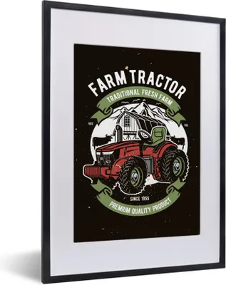 Produktbild von MuchoWow® MuchoWow® Gerahmtes Poster Traktor - Bauernhof - Retro 30x40 cm - Poster mit zchwarzem Bilderrahmen - Wandposter Schlafzimmer