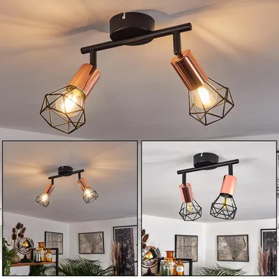 Produktbild von Borio »Borio« 2-flammige Deckenlampe aus Metall in Schwarz/Kupferfarben
