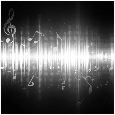 Produktbild von Wallario Premium Glasbild, freischwebende Optik, kräftige Farben, Größe 30 x 30 cm Motiv Noten der Musik in schwarz und weiß