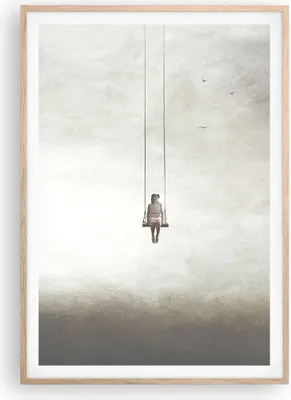Produktbild von Gerahmtes Poster - Rahmen in heller Eiche - Schwingen rein Wolken - 70x100 cm - Wand Bild - Wanddeko - Wandbilder - Kunstposter - Wandposter - Bilderrahmen - Bilder - Kunstdruck - P2NPA70x100-4875