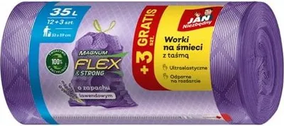 Zdjęcie produktu dla Worki na śmieci LD Magnum FLEX Lawendowe 35L 12 sztuk JN