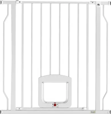 Immagine prodotto di Cancello per Cani e Gatti Estensibile 75-85x2x76 cm con Gattaiola Integrata in Acciaio e ABS Bianco