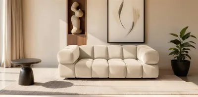 Produktbild von Sofa Designersofa BLANCHE 3-Sitzer in Stoff Bluvel Creme