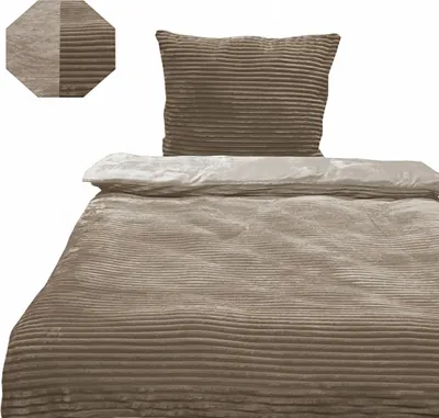 Produktbild von 2tlg. Bettwäsche in Ripp-Struktur, 135x200 cm, kuschelig weich, Taupe