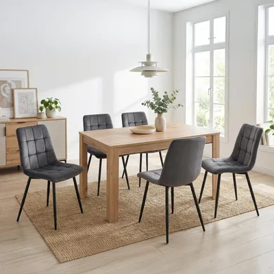 Image de Homestyle4u Table à manger 135-184x86 cm extensible Table de salle à manger en chêne Table en bois