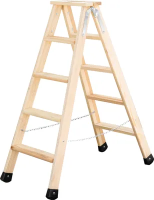 Produktbild von MUNK Holz-Stufen-Stehleiter beidseitig 2x5 Stufen 150 kg