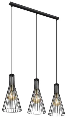Produktbild von RGB LED Pendellampe, Metall schwarz, Gitterschirme, H 120 cm