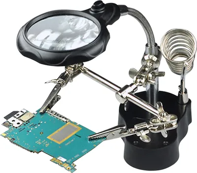 Obrázek produktu pro 3.5X 12X Stolní lupa LED světlo Pomáhající ruce Stolní lupa Skleněný stojan s krokodýlími klipy Nastavitelná lupa na pomoc při opravách rukou Čtení Řemesla Šití
