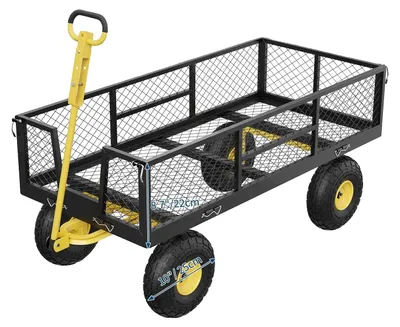 Image de Chariot de transport, capacité de charge de 410 kg, parois latérales amovibles, couleur noire