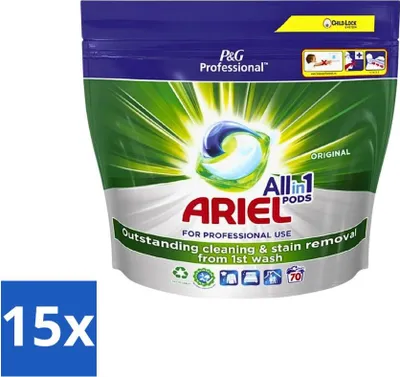 Produktbild von Ariel Original All-In-1 Waschmittel-Pods – Kraftvolle Fleckenentfernung – 70 Wäschen - Vorteilspack - 15 Stücke
