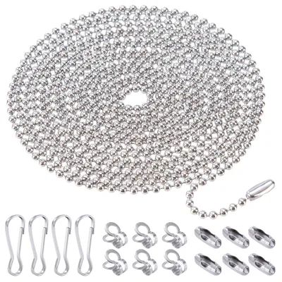 Edelstahl-Kugelkette 2,4 mm, 15 m, Silber, mit Verbindern