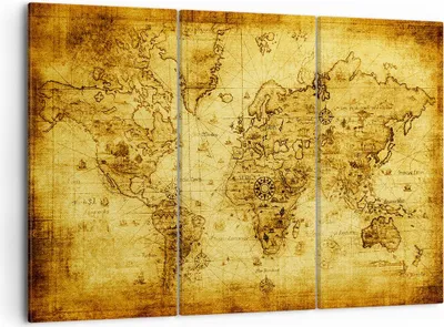 Produktbild von Bild auf Leinwand - Leinwandbild - Karte Welt Kontinente - 105x70cm - Wand Bild - Wanddeko - Leinwanddruck - Bilder - Kunstdruck - Wanddekoration - Leinwand bilder - Wandkunst - CE105x70-0127